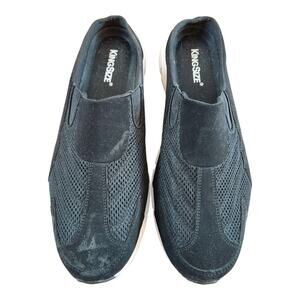 KIng Size mens slip on shoes sz 13W black white comfort slide 15049